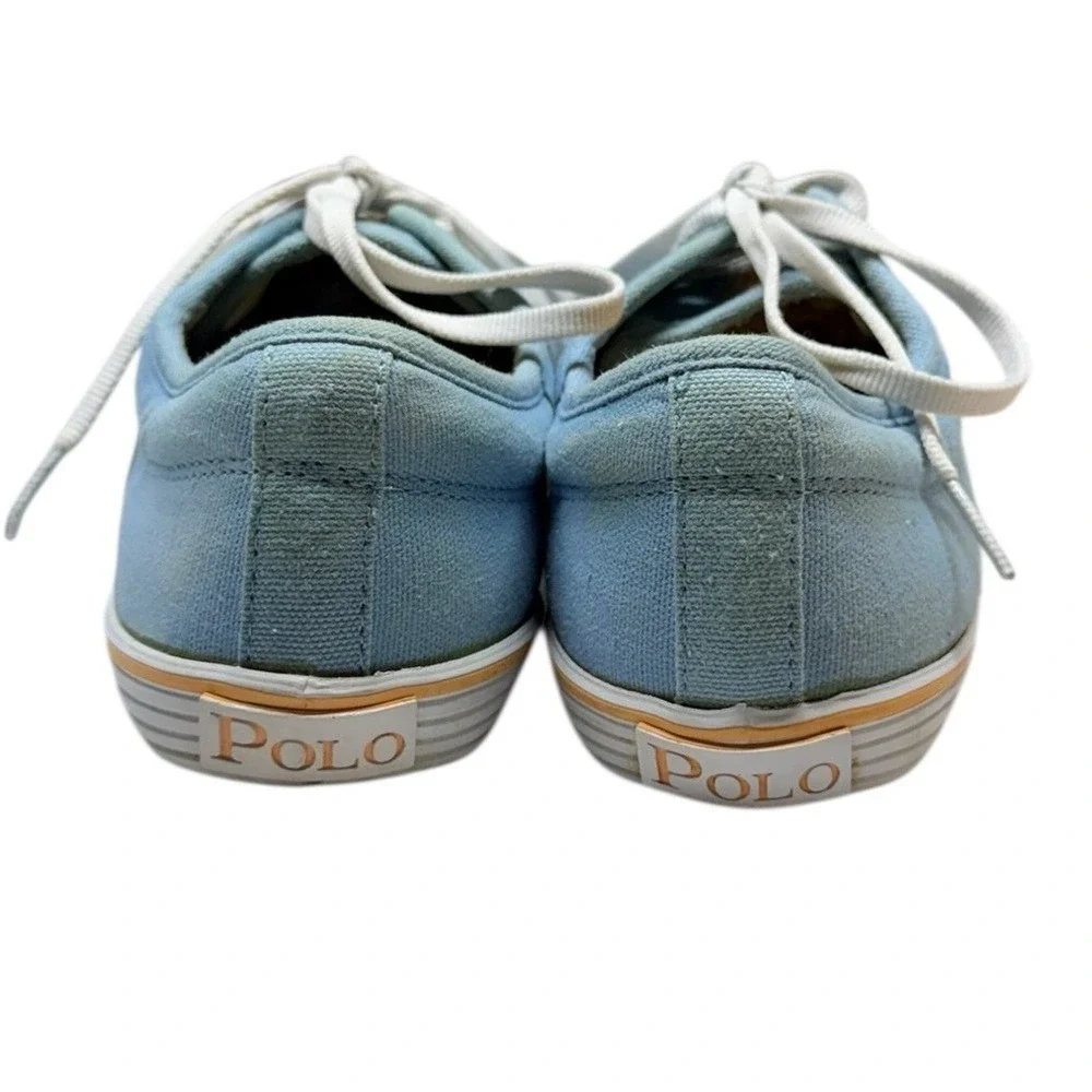 Polo Ralph Lauren Marin Blue Canvas Lace Up Sneaker‎ Size 8 Pony
